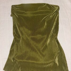 Olive Green Strapless Velvet Top